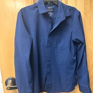 Apt. 9 Men's Navy Casual Button Down  Slim Fit Shirt medium